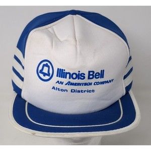 Illinois‎ Bell Telephone System Three Stripe Snapback Baseball Cap Hat Vintage